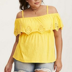 Ruffled Cold Shoulder Tank Top